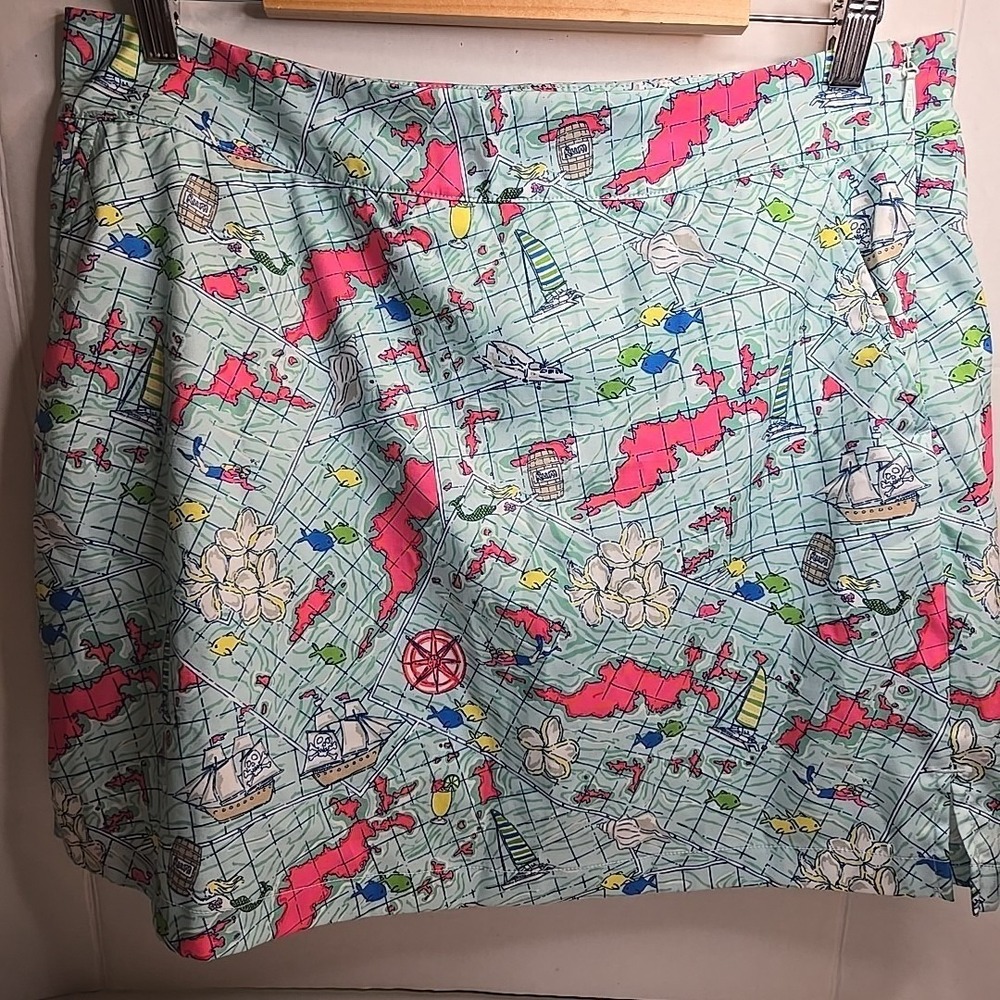 Vineyard Vines Performance Skort Size 12 Nautical Map Mermaid Pirate Golf Skirt